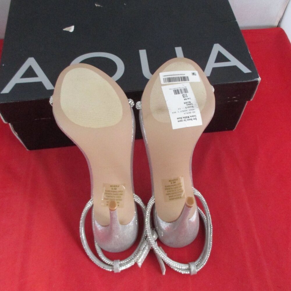Aqua Berlin Embellished Metallic Heels $128 - US Size 6 1/2 - Silver - 1103 - Picture 8 of 12